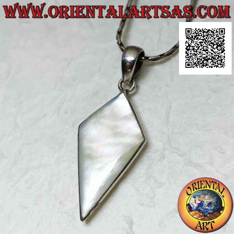 Silberanhänger mit Deltamuskel Rhomboid Perlmutt mit glatter Kante