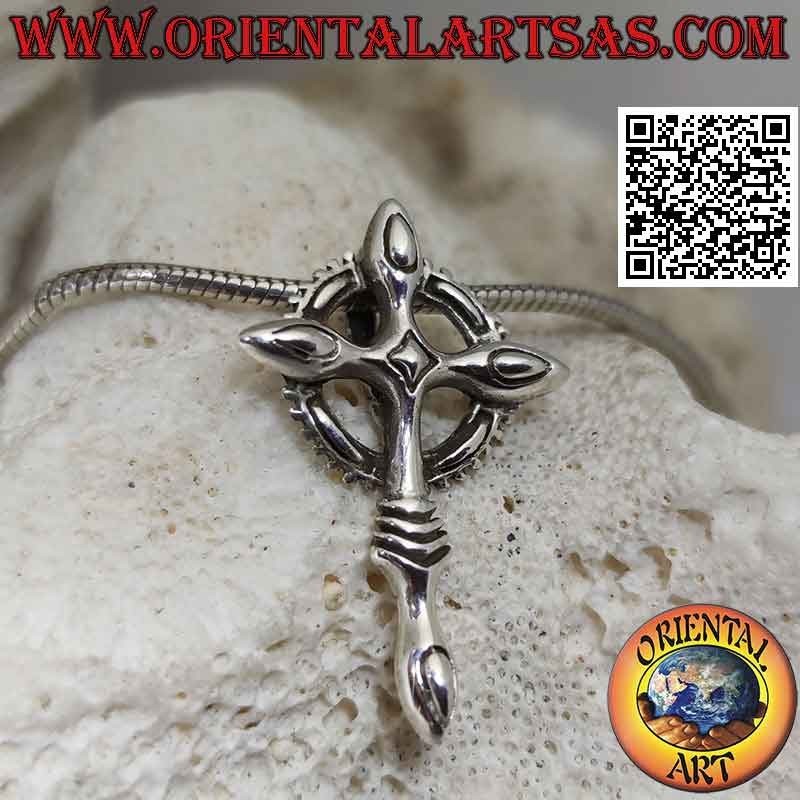 Silberanhänger, keltisches Kreuz mit Zahnkreis