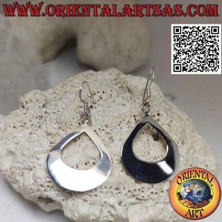 Silver earrings with thick and smooth pendant pierced drop