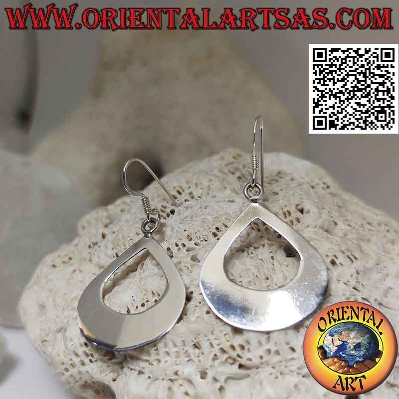 Orecchini in argento con goccia forata pendente spessa e liscia pendente
