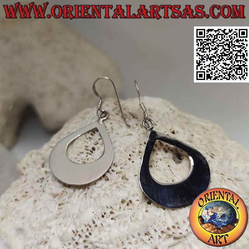 Orecchini in argento con goccia forata pendente spessa e liscia pendente