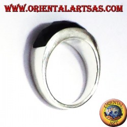 silver ring with onyx faceted curve