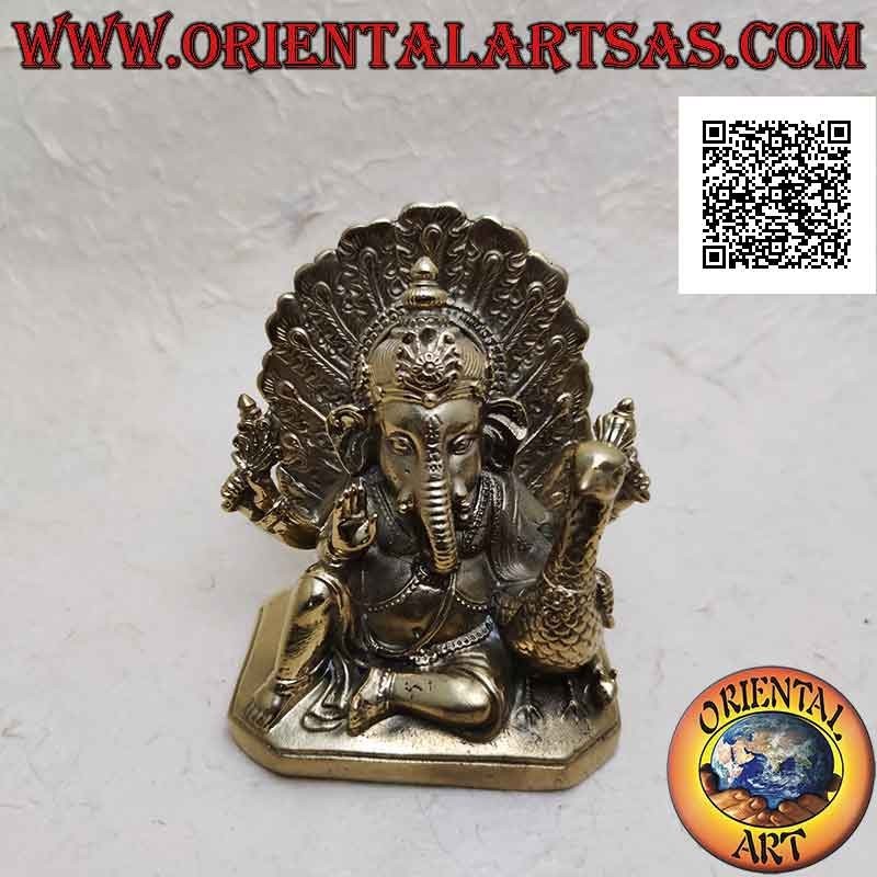 11 cm Messingskulptur von Ganesh "dem Elefantengott" sitzend