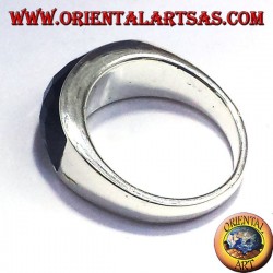 anillo de plata con ónix curva rectangular facetas