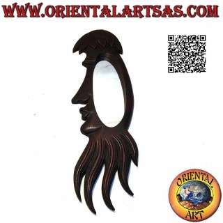 Espejo de pared, perfil aborigen acabado a mano en MDF color caoba
