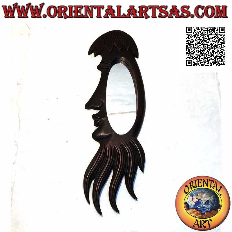 Wandspiegel, Profil eines Aborigines von Hand in mahagonifarbenem MDF