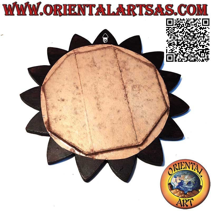 Wandspiegel, runde Sonne von Hand aus mahagonifarbenem MDF(30 cm)