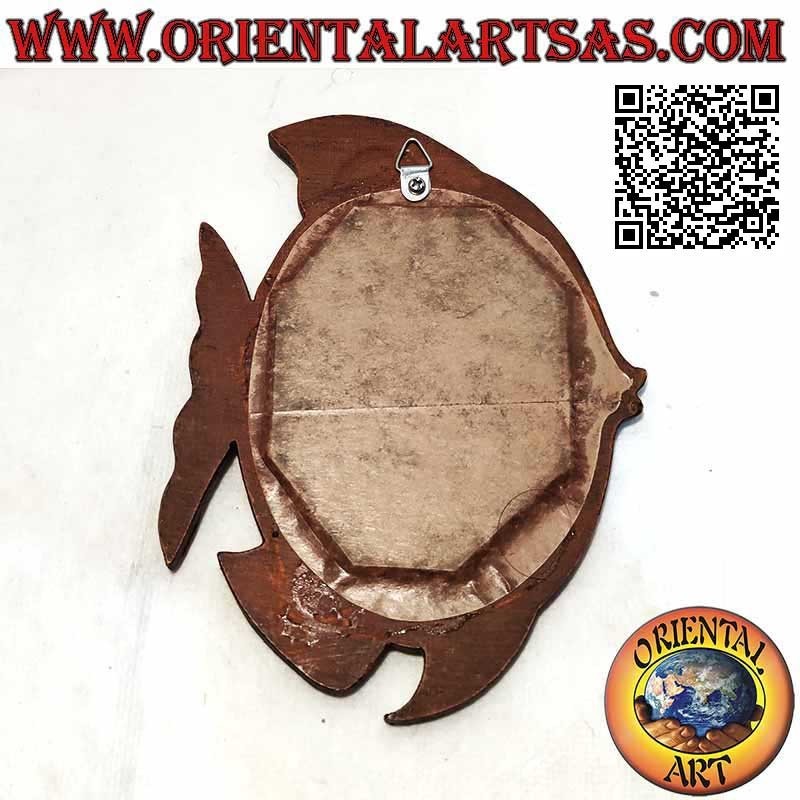 Miroir mural, le poisson fini à la main en MDF acajou