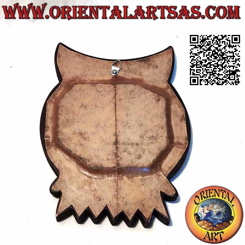 Miroir mural, hibou sur la branche fini à la main en MDF acajou (15 cm)