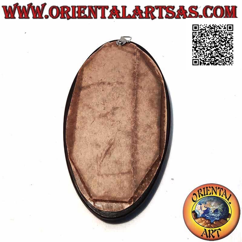 Wandspiegel, oval mit Halbmond, handgefertigt aus Mahagoni MDF (20 cm)