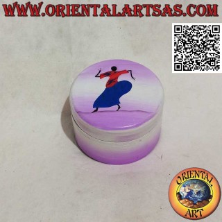 Sahara Style Hand Painted Cylindrical Jewelry Box in Balsa Wood (Large)