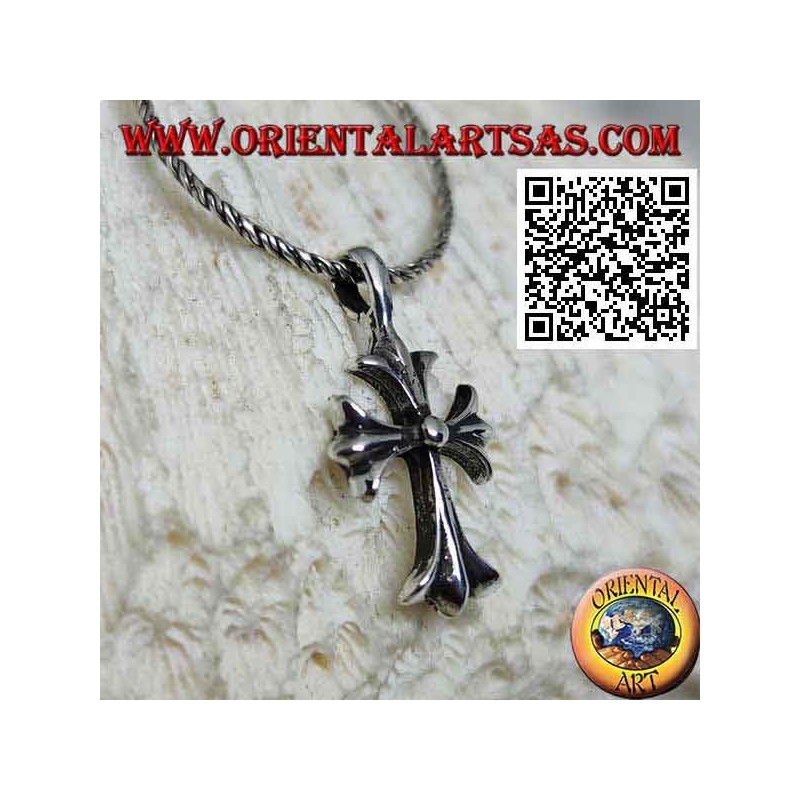 Silver pendant, Latin cross with three terminal points