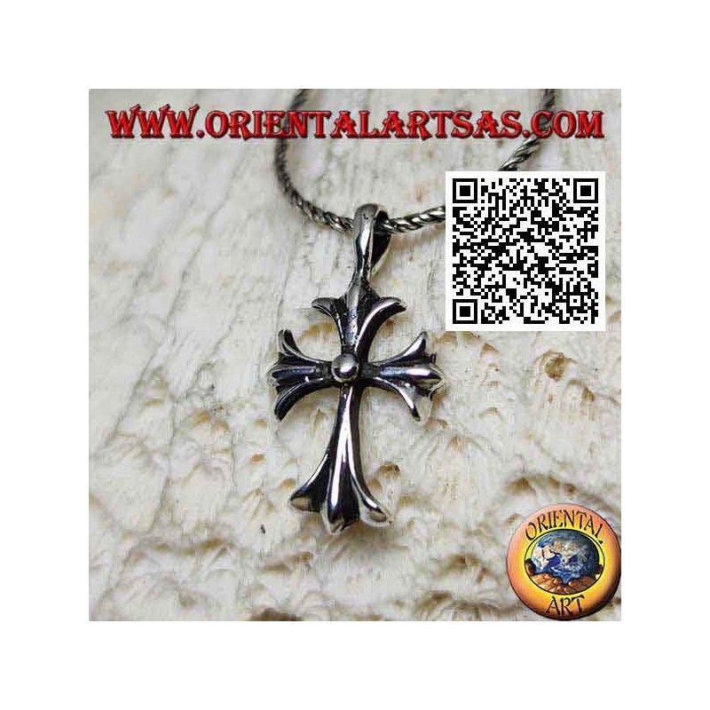 Silver pendant, Latin cross with three terminal points