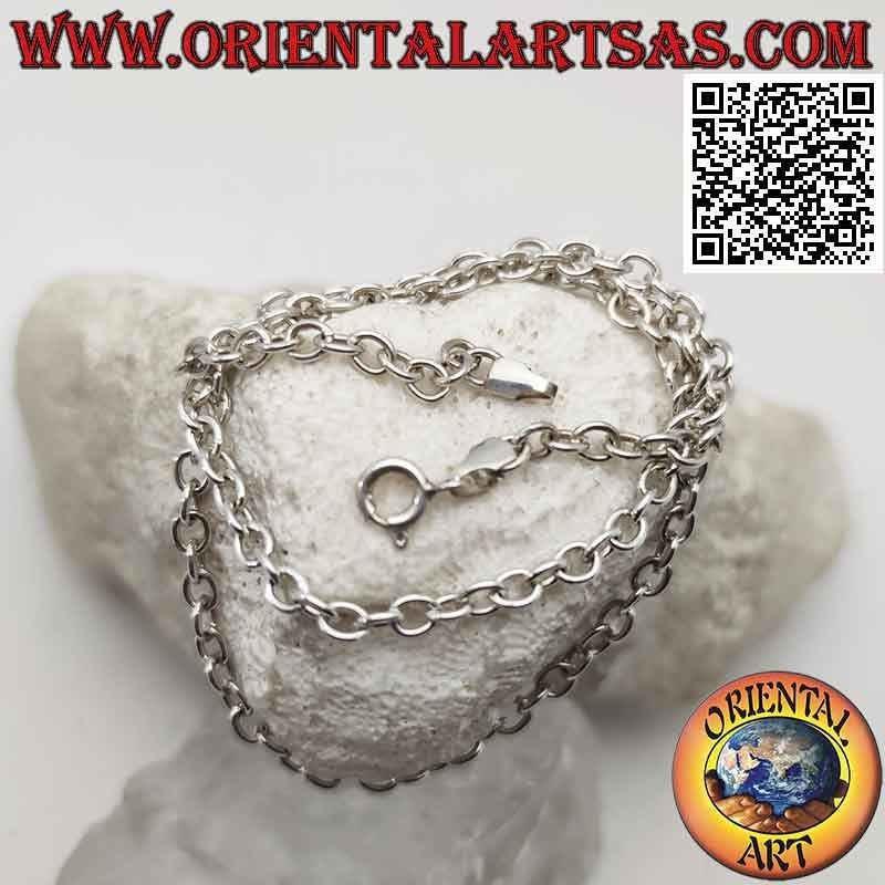 Collier en argent 925 ‰ avec anneaux ronds lisses perpendiculaires de 41 cm x 3 mm