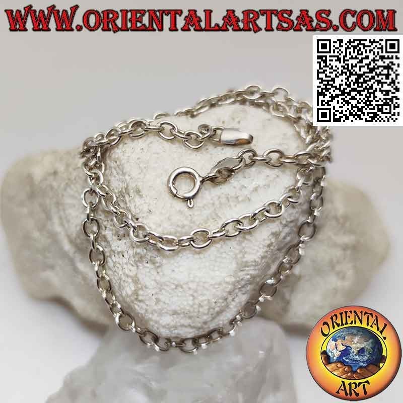 925 ‰ Silberkette mit 41 cm x 3 mm senkrechten glatten runden Ringen