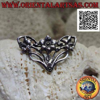 Broche en argent 925 ‰ décoration florale avec trois fleurs