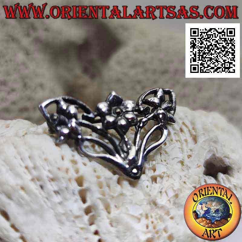 Broche de plata 925 ‰ con decoración floral con tres flores