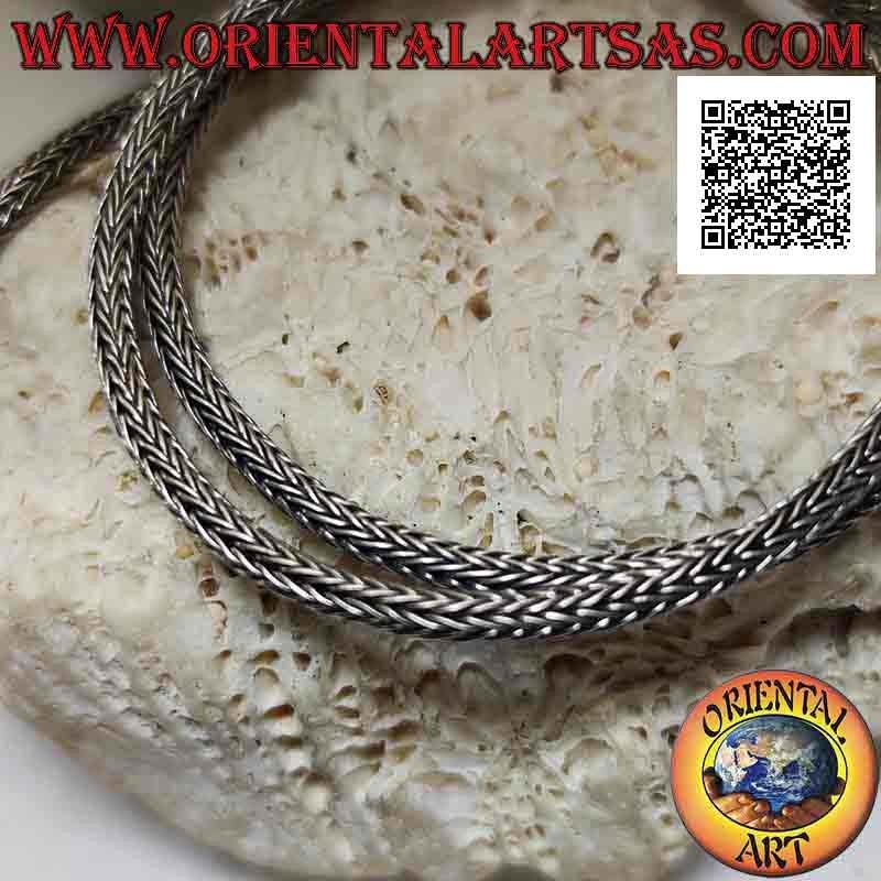 Collar de cadena de serpiente de Indonesia en plata 925 ‰ y cierre de serpentina de 50,5 cm x 3 mm