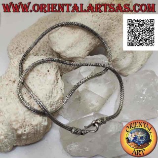 Collana in argento 925 ‰ a maglia snake indonesiano e chiusura con serpentina da 50 cm x 2,8 mm