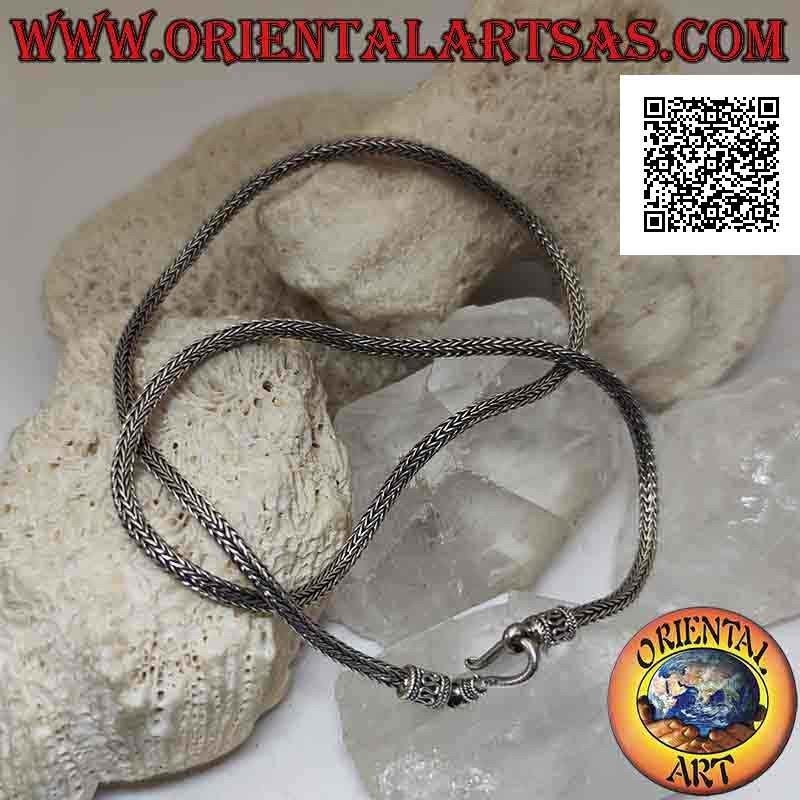 Collar de cadena de serpiente de Indonesia en plata 925 ‰ y cierre de serpentina de 50 cm x 2,8 mm
