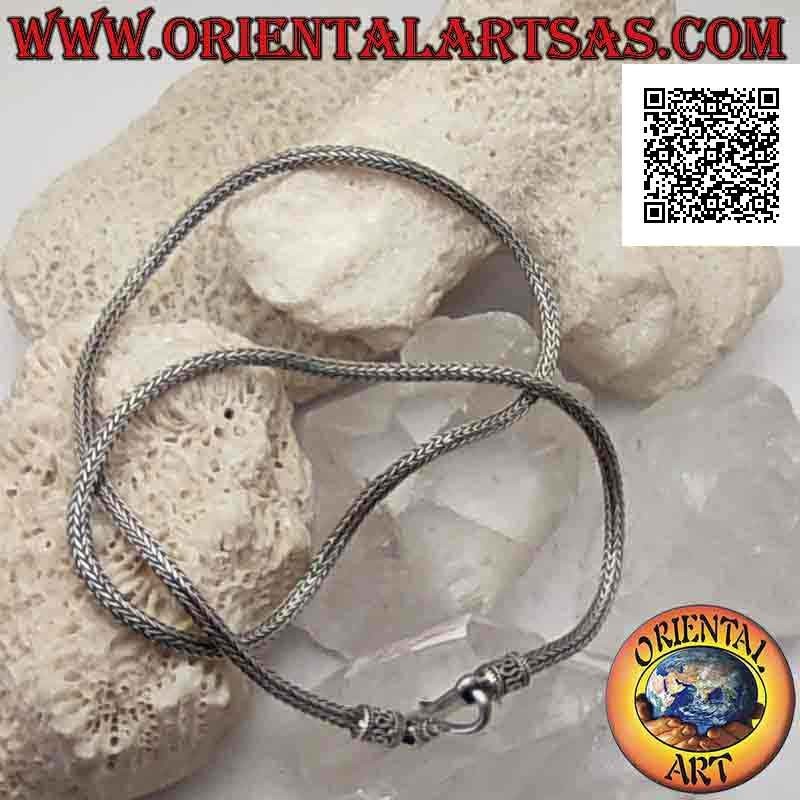 Collana in argento 925 ‰ a maglia snake indonesiano e chiusura con serpentina da 50 cm x 2,8 mm