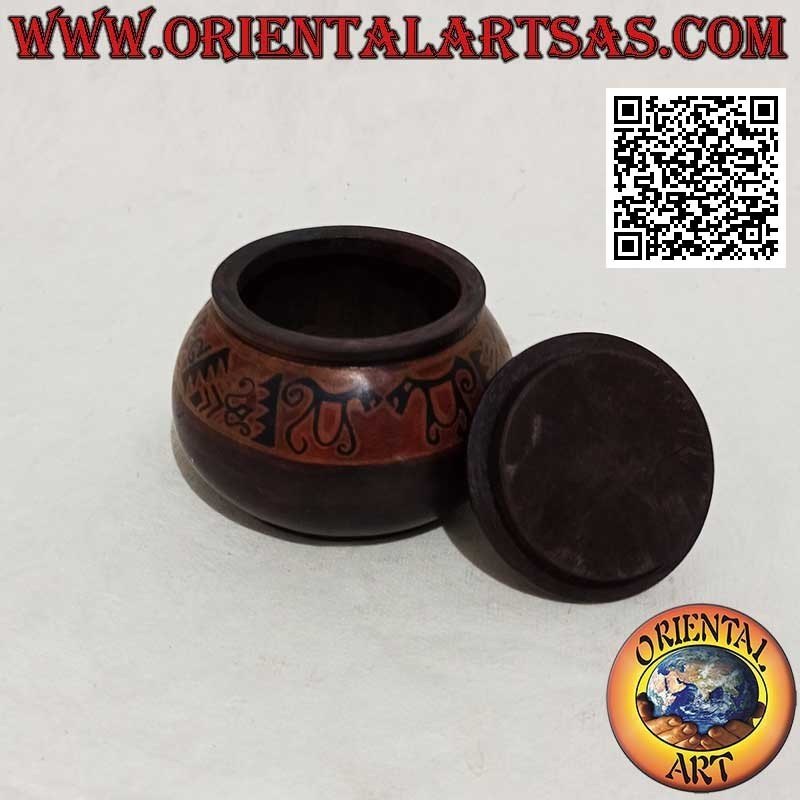 Caja de joyería tribal grande de caoba Lombok pintada a mano (marrón, grande)