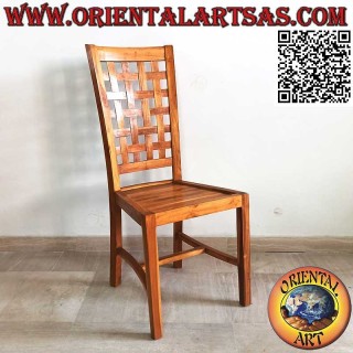 Elegant high back chair with woven check strips handmade by skilled craftsmen in Indonesia with the precious and indestructible