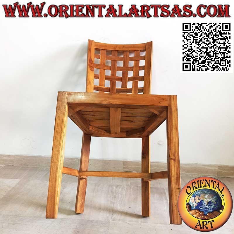 Elegant high back chair with woven check strips handmade by skilled craftsmen in Indonesia with the precious and indestructible