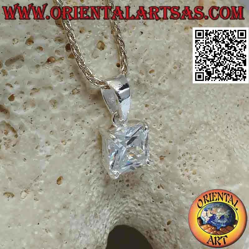 Ciondolo in argento punto luce di zircone quadrato incastonato