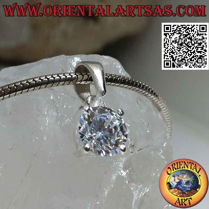 Silver pendant with light point of round zircon set