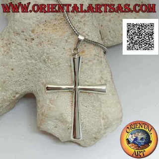 Ciondolo in argento croce latina cristiana classica, liscia bombata  (42 mm x 32 mm)