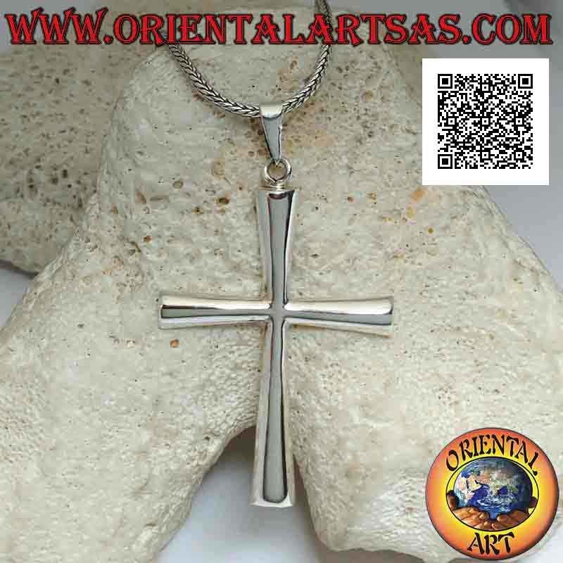 Klassischer christlich-lateinischer Kreuzanhänger in Silber, glatt gerundet (42 mm x 32 mm)