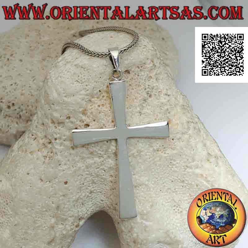 Klassischer christlich-lateinischer Kreuzanhänger in Silber, glatt gerundet (42 mm x 32 mm)