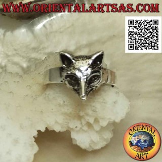 Anello in argento con testa di volpe piccola