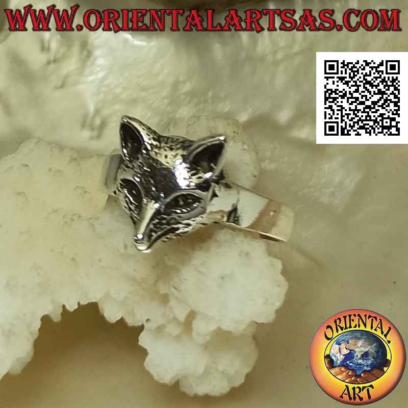 Anello in argento con testa di volpe piccola