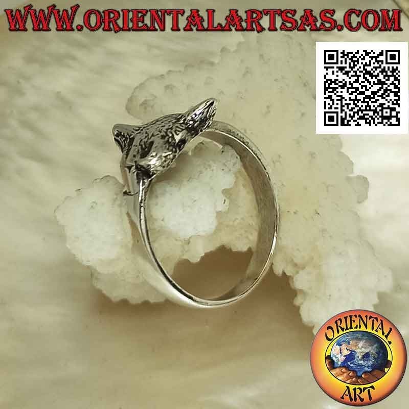 Anello in argento con testa di volpe piccola