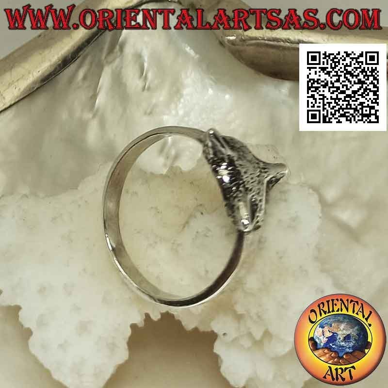 Silver ring with small fox head