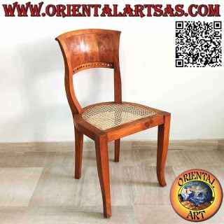 Baroque Italy style chair in teak wood and Vienna straw seat
