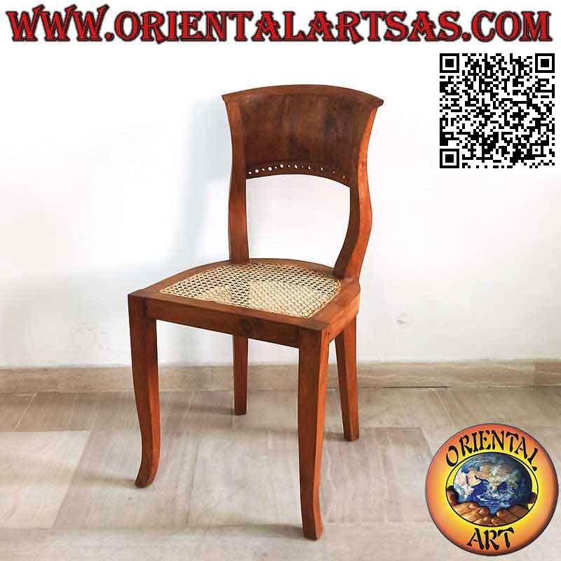 Sedia in stile Italy barocco in legno di teak e seduta in paglia di Vienna