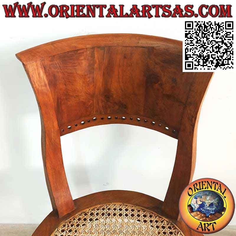 Silla barroca de estilo italiano en madera de teca y asiento de paja de Viena
