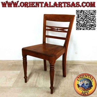 Sedia in stile raffles con fondo in legno, in legno di teak antico
