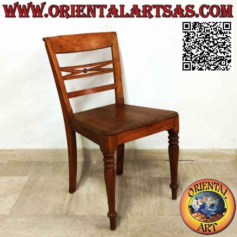 Chaise de style Raffles avec fond en bois, en bois de teck ancien