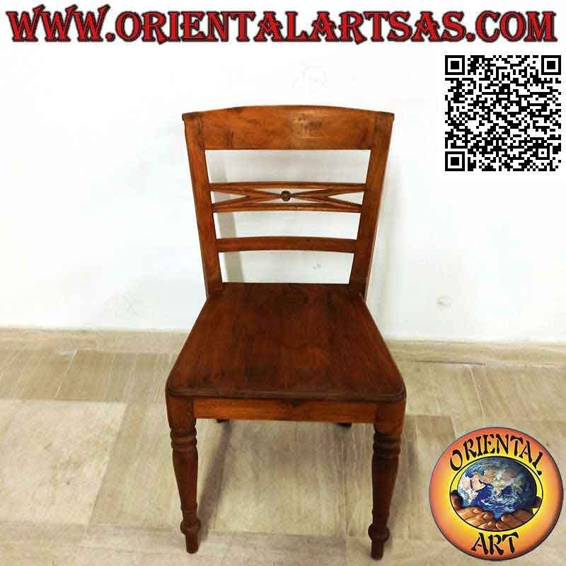 Sedia in stile raffles con fondo in legno, in legno di teak antico