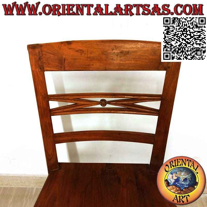 Chaise de style Raffles avec fond en bois, en bois de teck ancien