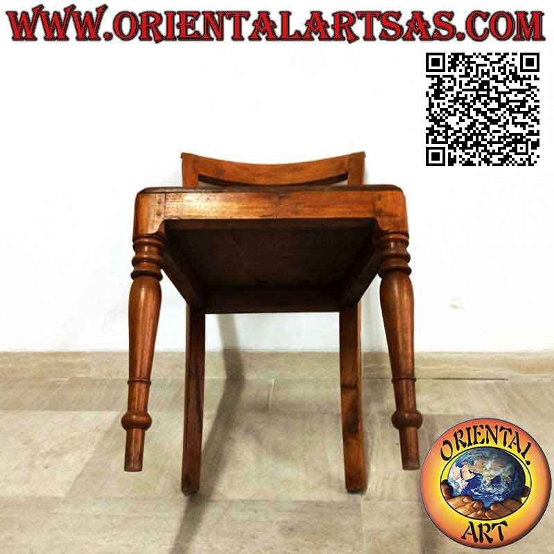 Chaise de style Raffles avec fond en bois, en bois de teck ancien