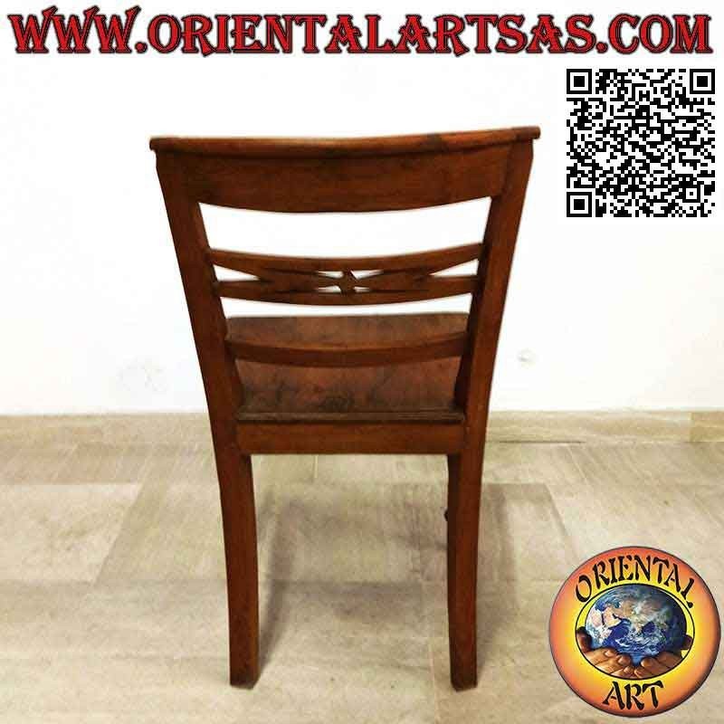 Chaise de style Raffles avec fond en bois, en bois de teck ancien