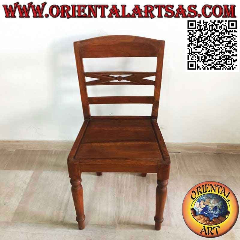 Chaise de style Raffles avec fond bordé en bois, en bois de teck