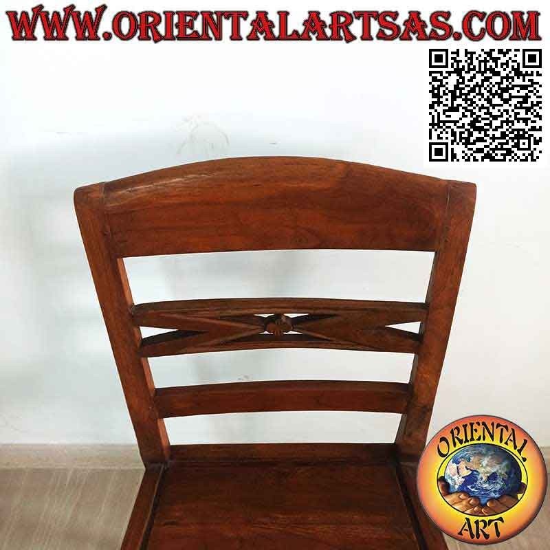 Chaise de style Raffles avec fond bordé en bois, en bois de teck