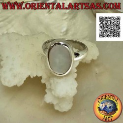 Silver ring with flat oval...