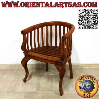 Modern "round" armchair with teak wood band seat